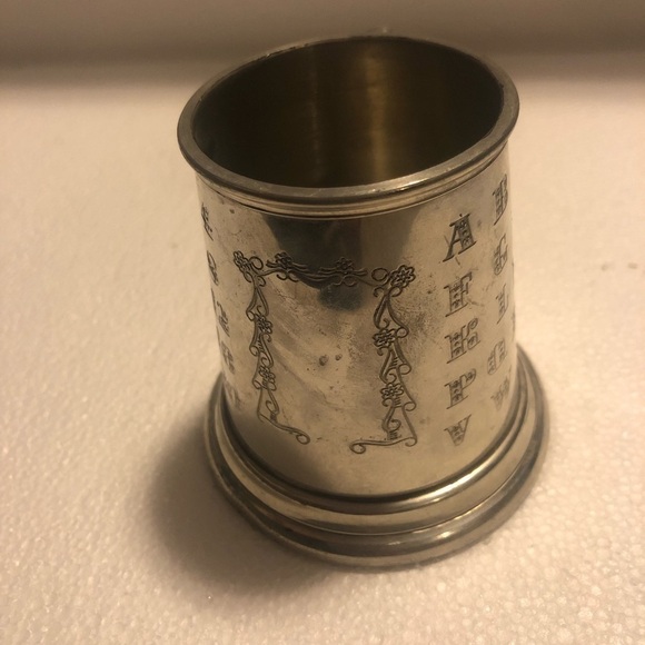 Vtg Birks Pewter Childs Mini Cup Mug Alphabet Letters Numbers Space To Engrave - Picture 6 of 9